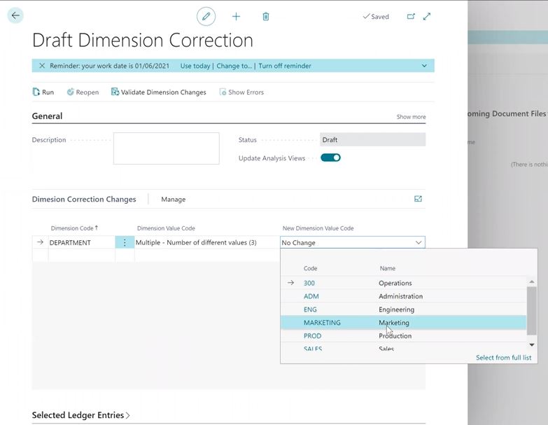 Dimension Corrections