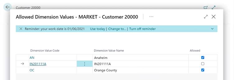 Allowed Dimension Values