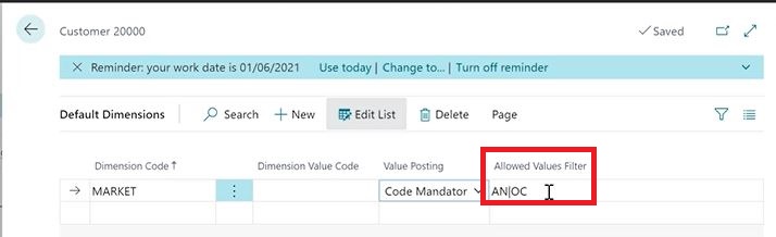 Allowed Dimension Values